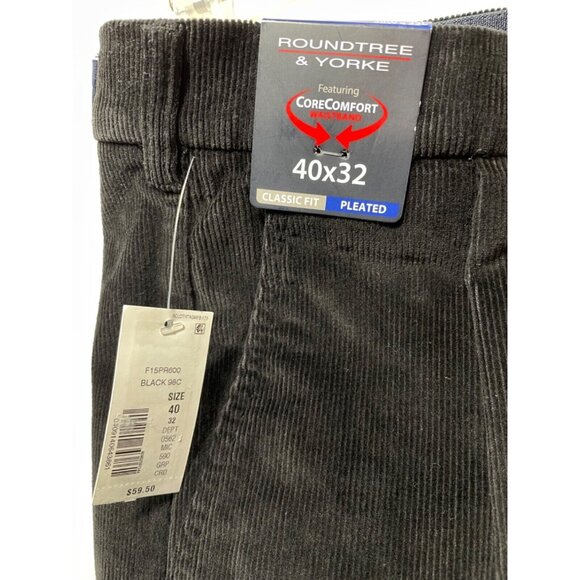 Roundtree & Yorke size 40 x 32 Classic Fit Pleated Corduroy Pants NWT - Picture 12 of 12